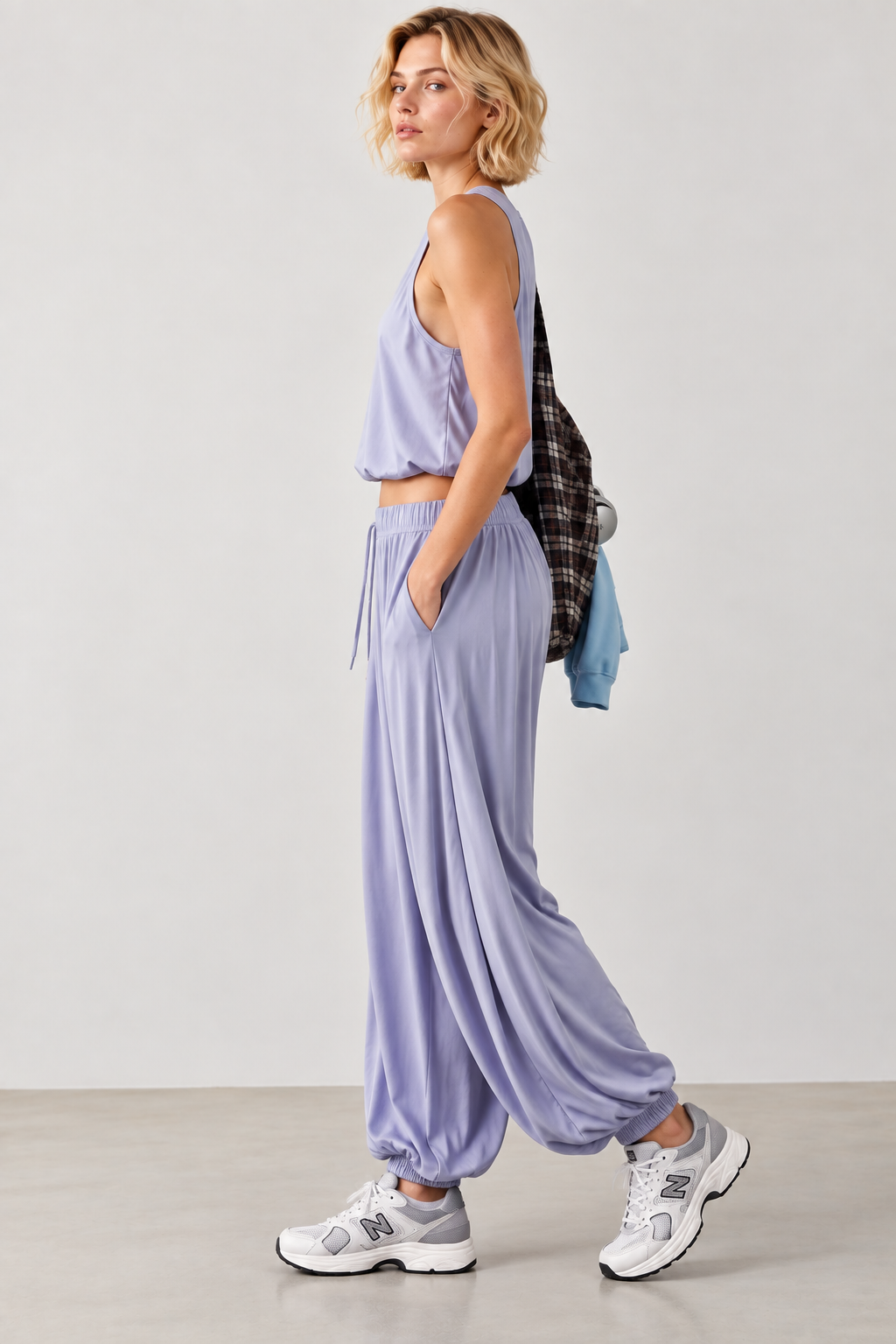 women's lavender modal relaxed-fit jogger pants