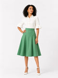 Mint Green High-Waisted Flared Midi Skirt