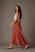 Button Detail Wrap A-Line Maxi Skirt