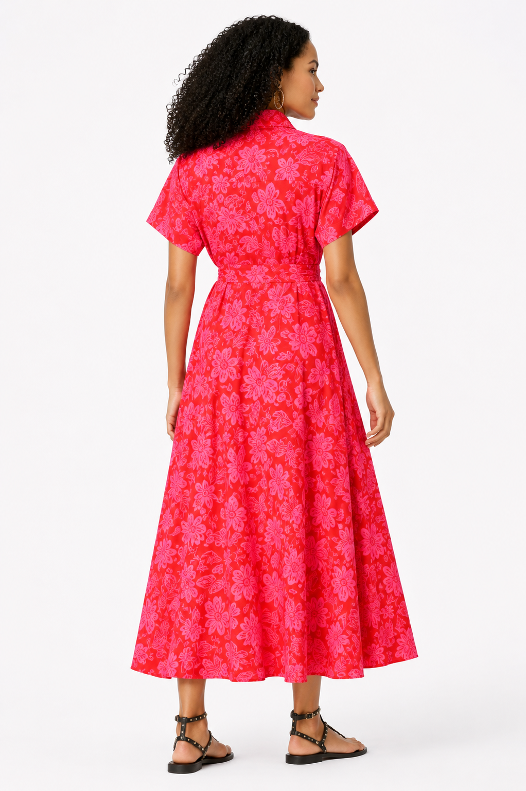 Floral Print Linen Cotton Wrap Dress