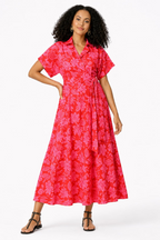 Floral Print Linen Cotton Wrap Dress