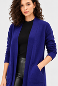 women's royal blue wool cashmere blend longline cardigan
