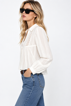 Women’s White Cotton Textured Shirt