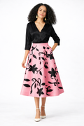 Floral Appliqué Dupioni Midi Skirt