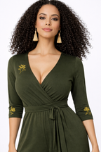 Floral Embellished Cotton Jersey Jumpsuit