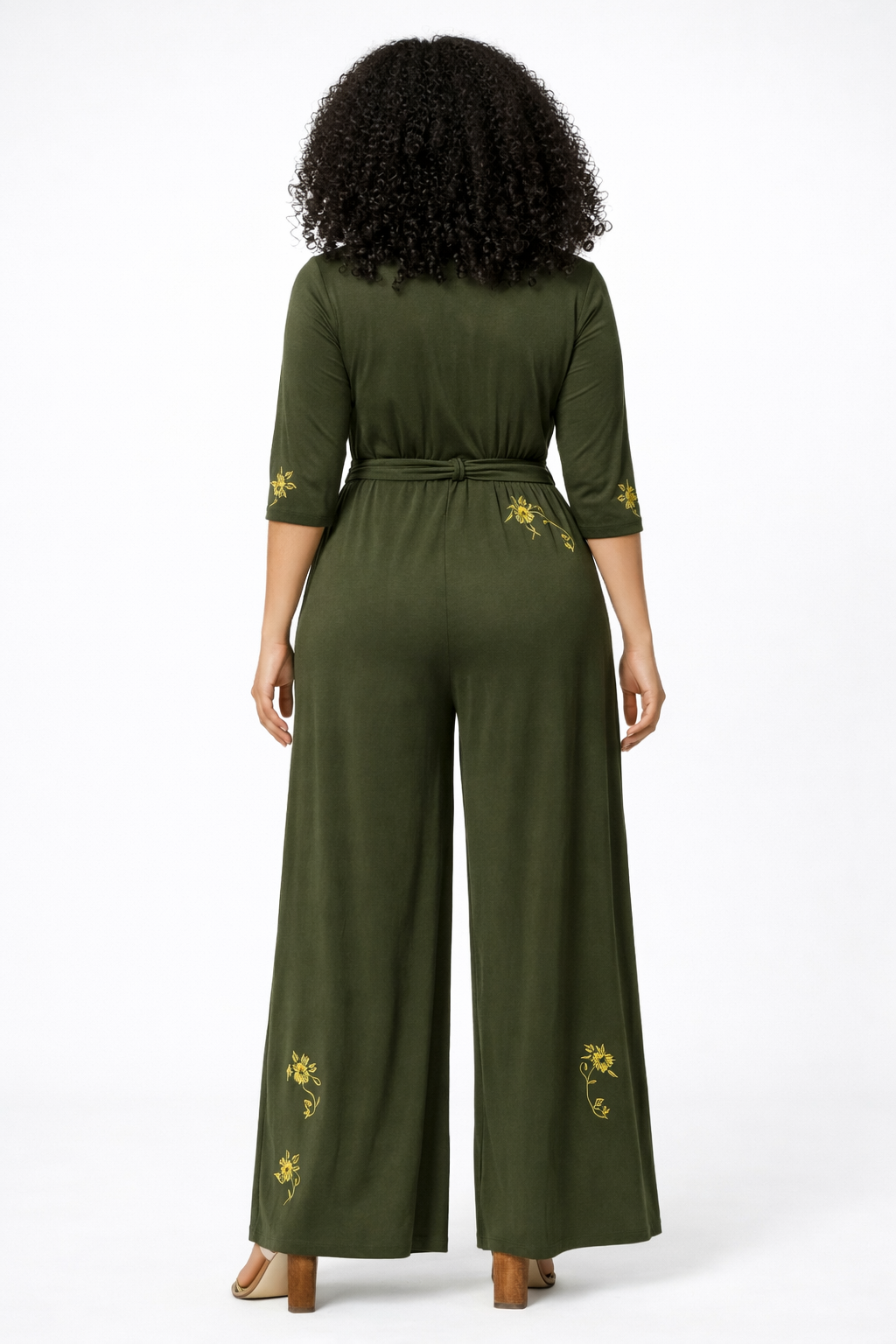 Floral Embellished Cotton Jersey Jumpsuit