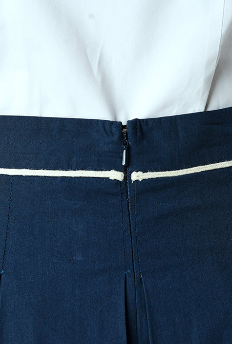 Cord Embroidery Cotton Poplin Full Skirt