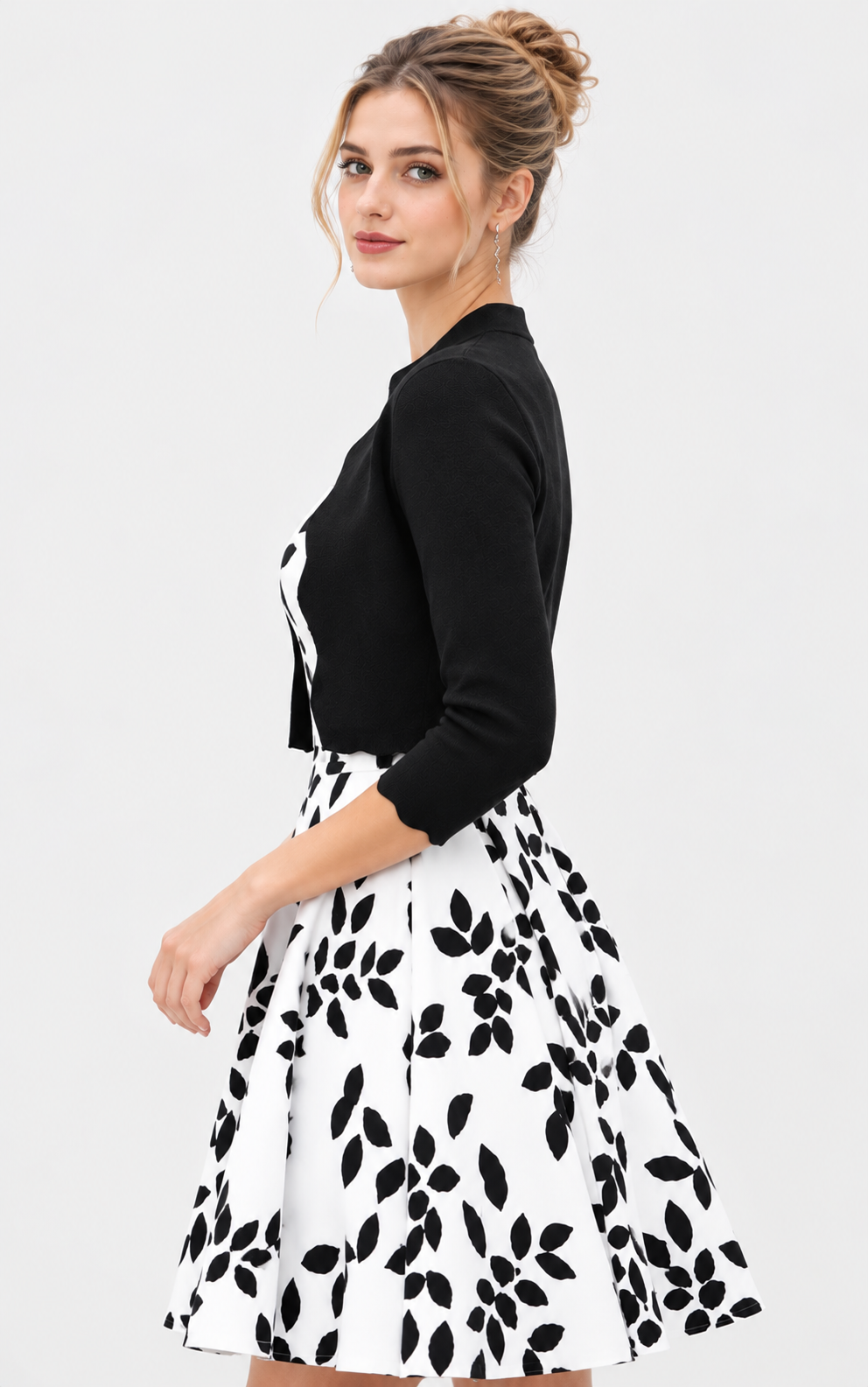 black wool blend cropped jacket for women
