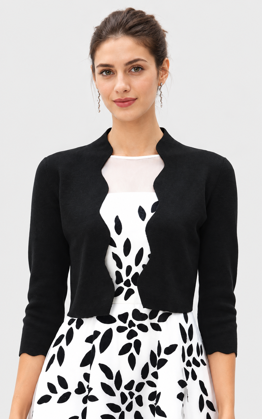 black wool blend cropped jacket for women