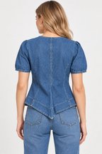 Women’s Blue Denim Peplum Top