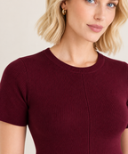 Women’s Burgundy Rayon Short Sleeve Peplum Top