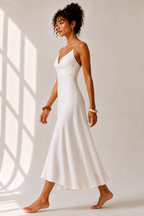 Ivory Cowl Neck Slip Midi Dress