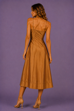 Bronze Brown Dupioni Midi Dress
