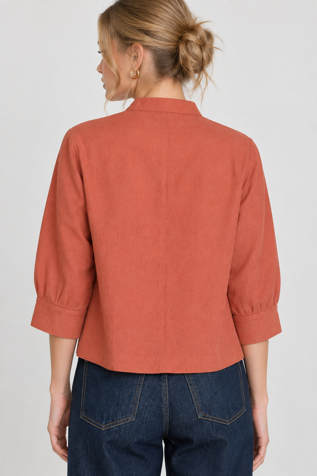 Women’s Rust Poplin Hooded Drawstring Top
