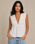 White Cotton Sleeveless Peplum Top