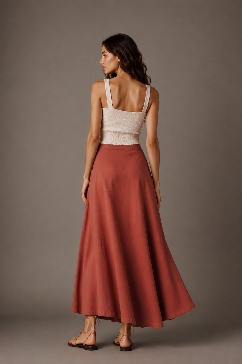 Button Detail Wrap A-Line Maxi Skirt