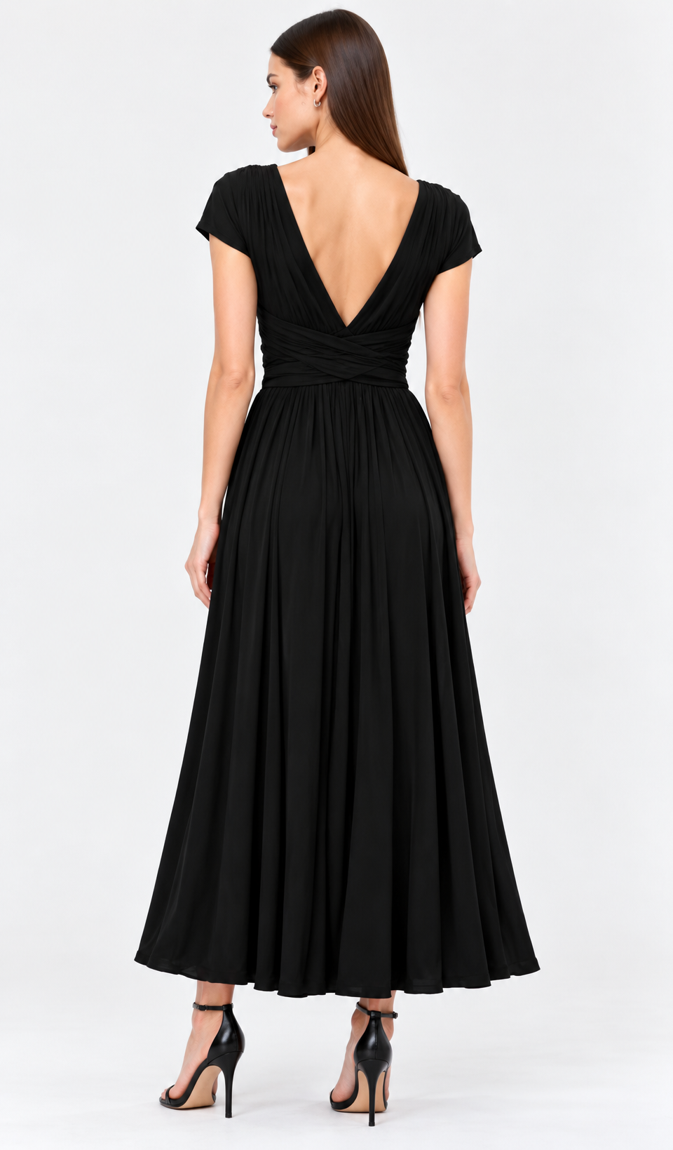 Cotton Jersey V-Neck Wrap Maxi Dress