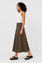 Solid Cotton Jersey A-Line Maxi Skirt