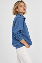 Women’s Blue Denim Collared Pullover Shirt