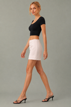 White Cotton Mini Skirt with Clean Hem Detail
