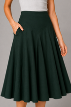 Cotton Poplin Full Flare Midi Skirt