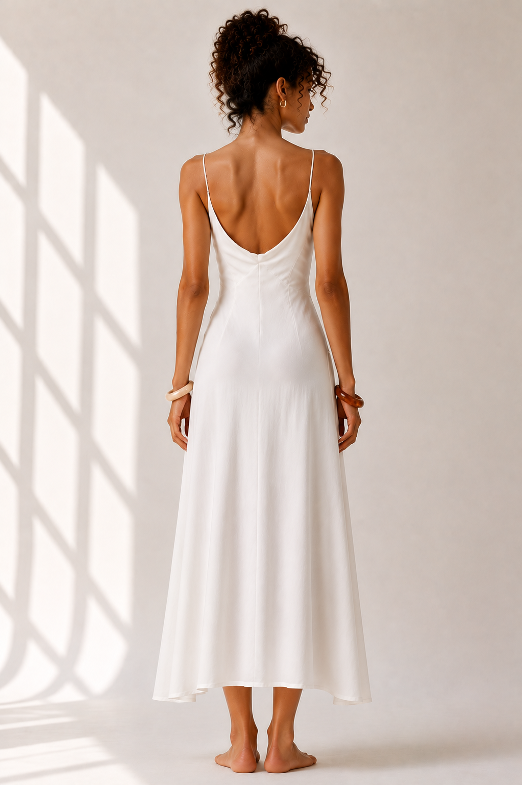 Ivory Cowl Neck Slip Midi Dress