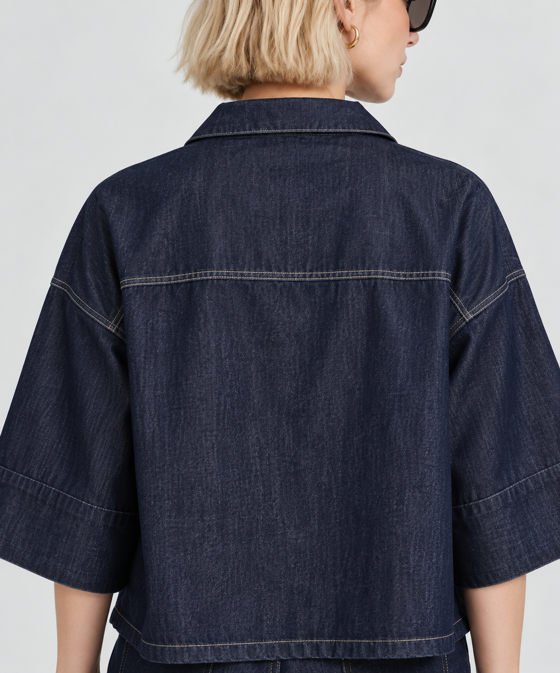 Women’s Dark Blue Denim Button-Front Jacket