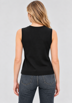 Women's Black Wool Knit V-Neck Sweater Vest – Sleeveless Classic Pullover