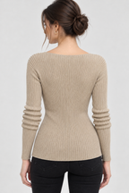 linen cotton rib knit wrap top for women