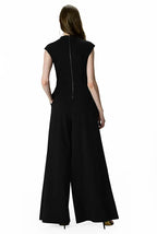 Asymmetric sash-tie cotton jersey palazzo jumpsuit with wide-leg silhouette and soft drape, designed by Nams-Ropa.