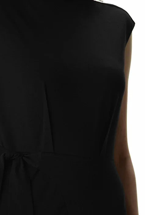 Nams-Ropa asymmetric sash-tie cotton jersey palazzo jumpsuit with wide-leg silhouette and soft drape, one-piece design.