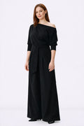 Nams Ropa asymmetric shoulder cotton jersey palazzo jumpsuit with wide-leg design and soft drape, stylish one-piece outfit.