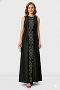 Bead Embellished Dupioni Maxi Dress