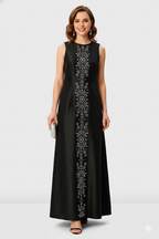 Bead Embellished Dupioni Maxi Dress