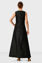 Bead Embellished Dupioni Maxi Dress