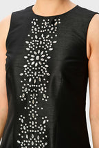 Bead Embellished Dupioni Maxi Dress