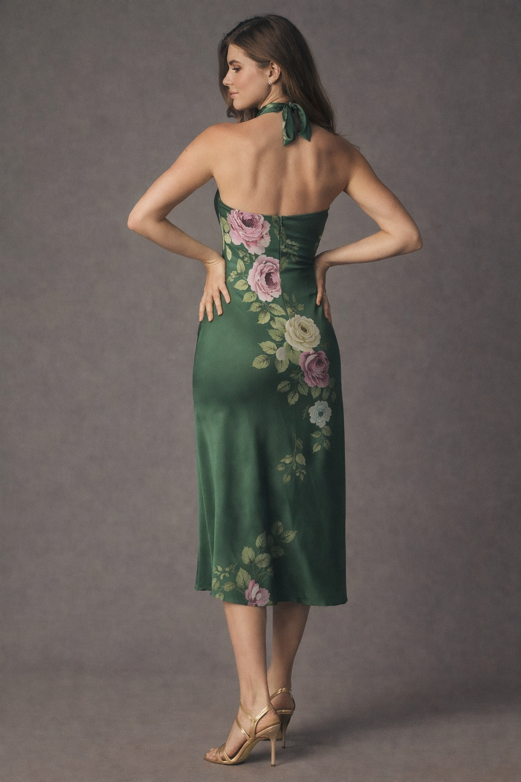 Strapless Satin Scarf Midi Dress by Nammy