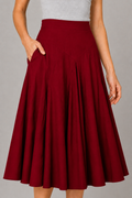 Cotton Poplin Full Flare Midi Skirt