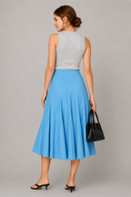 Flared Cotton Poplin Midi Skirt