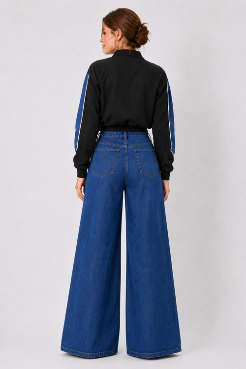 High Rise Wide Leg Denim Jeans