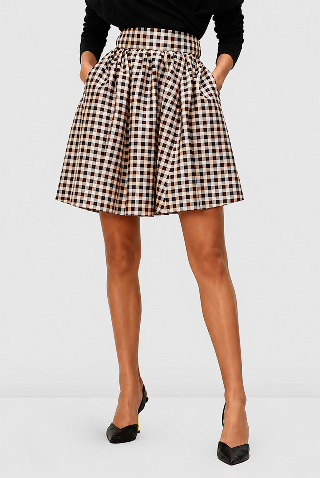 Dupioni High-Low Full Skirt Check Print