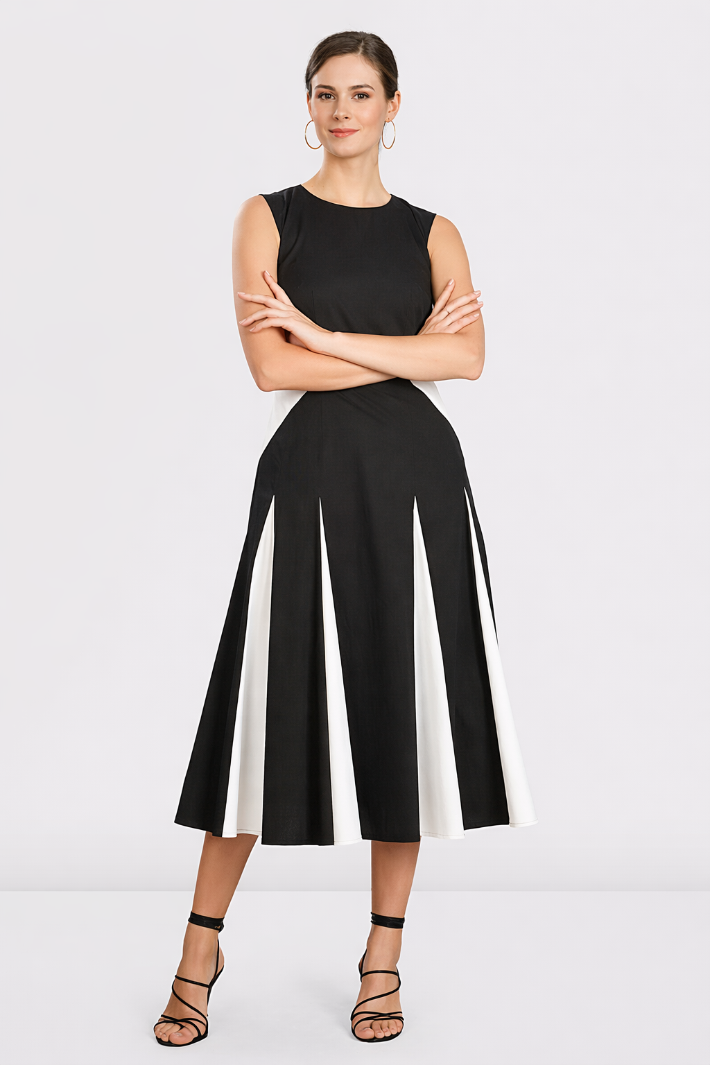 Colorblock Inset Cotton Poplin Dress