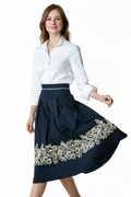 Cord Embroidery Cotton Poplin Full Skirt