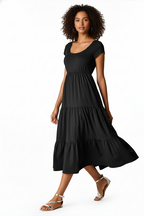 Cotton Knit Empire Tiered Dress