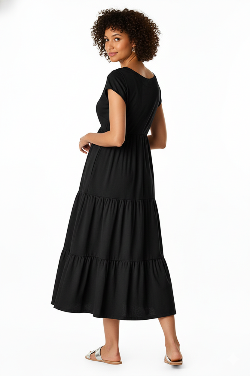 Cotton Knit Empire Tiered Dress – Nam's Ropa