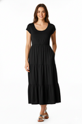 Cotton Knit Empire Tiered Dress