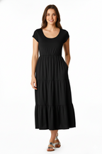 Cotton Knit Empire Tiered Dress