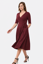 Cotton Knit Midi Wrap Dress