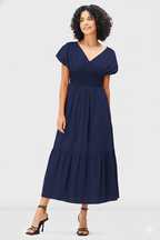 Cotton Poplin Smocked Waist Dress