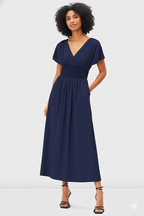 Cotton Poplin Smocked Waist Dress